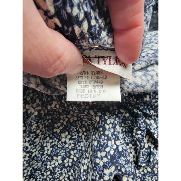 Laura Tyler Women Capri Pant Size M Blue Floral Pattern Drawstring - Picture 6 of 7